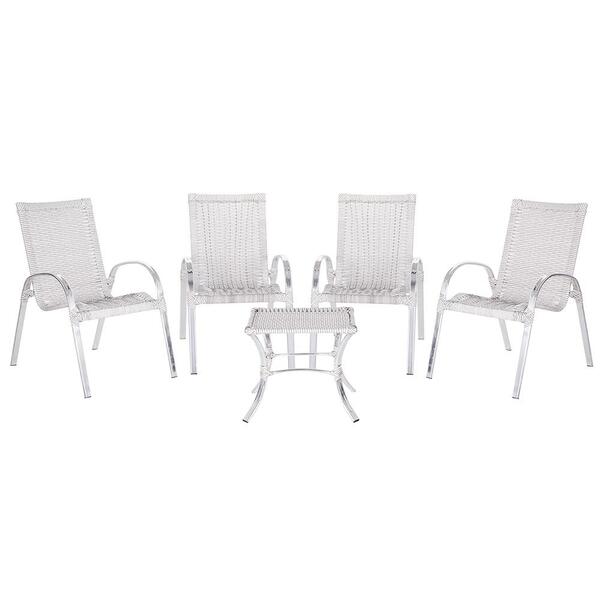 Mesa Baixa Colombia Com 4 Cadeiras Colombia Em Aluminio E Fib