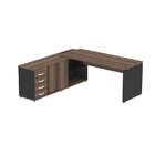 Mesa Balcão Para Escritório Com 4 Gavetas 189x75cm Preto/waln