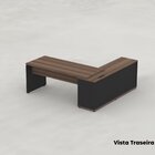 Mesa Balcão Para Escritório Com 4 Gavetas 189x75cm Preto/waln