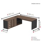 Mesa Balcão Para Escritório Com 4 Gavetas 189x75cm Preto/waln