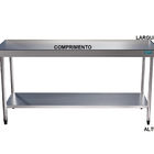 Mesa Bancada Em Aço Inox Com Prateleira 150x60x85 Aço Rio