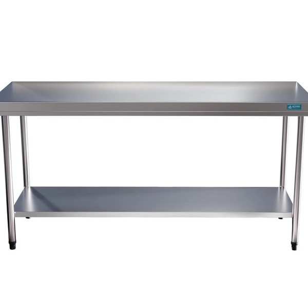 Mesa Bancada Em Aço Inox Com Prateleira 150x60x85 Aço Rio
