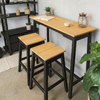 Mesa Bancada Moema Em Madeira Mel - Preto E Mel