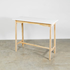 Mesa Bancada Moema Em Madeira - Natural E Branco