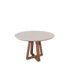 Mesa Bennett  Redonda 115cm Com Tampo De Vidro Natural/off Wh