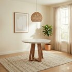 Mesa Bennett  Redonda 115cm Com Tampo De Vidro Natural/off Wh