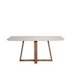 Mesa Bennett Retangular 180cm Com Tampo De Vidro Natural/off