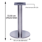 Mesa Beta Big em Inox 75 cm (Altura) com Disco Redondo com Ta