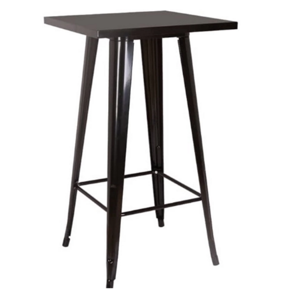 Mesa Bistro Alta De Bar Café Tolix - 60 X 60 Cm Preta
