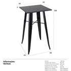 Mesa Bistro Alta De Bar Café Tolix - 60 X 60 Cm Preta