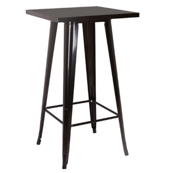Mesa Bistro Alta De Bar Café Tolix - 60 X 60 Cm Preta