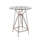 Mesa Bistrô Alta Eames Eiffel Vidro 60cm Base Ferro Cobre
