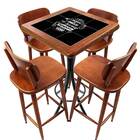 Mesa Bistro Alta Quadrada Com 4 Banquetas De Madeira