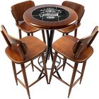 Mesa Bistro Alta Redonda Com 4 Banquetas De Madeira