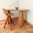 Mesa Bistrô Balcão Cone Duplo160x90 Orgânica Tampo Freijó Bas