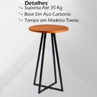 Mesa Bistro Bar Base Aço Preto I09 Madeira Taeda Dmobiliario