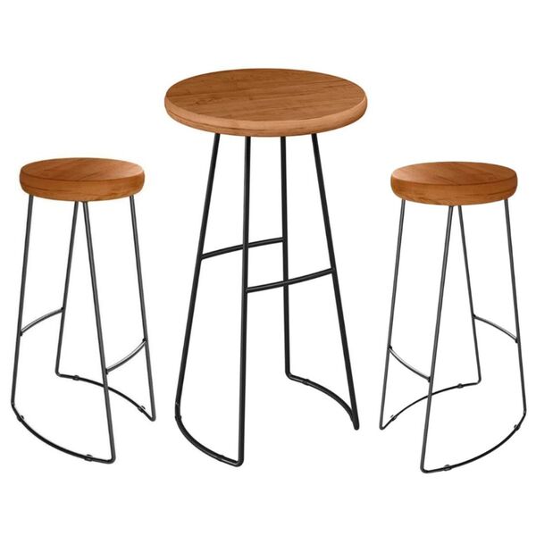 Mesa Bistrô Com 2 Banquetas Decorativas Aurora Peroba Preto