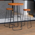 Mesa Bistrô Com Estrutura De Aço Carbono E Tampo De Madeira M