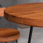 Mesa Bistrô Com Estrutura De Aço Carbono E Tampo De Madeira M