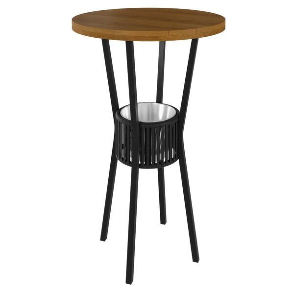 Mesa Bistrô Com Porta Gelo Bar 70cm Madeira Maciça Preto/natu