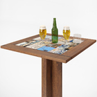 Mesa Bistrô De Madeira Maciça Pinus Rústica Com Cerâmica Vint