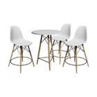 Mesa Bistrô Eames Eiffel Branca Com 3 Banquetas Brancas De Ma