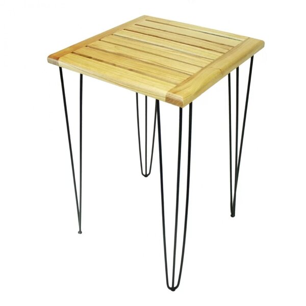 Mesa Bistrô Em Madeira Maciça E Metal Doma Amarelo/preto