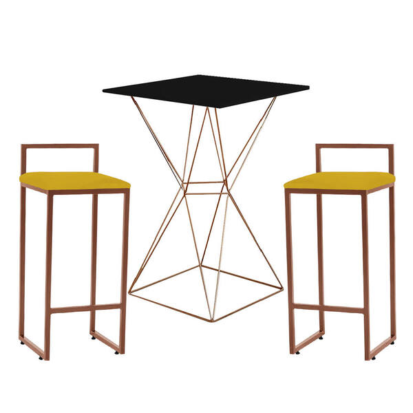 Mesa Bistrô Lucca E 02 Banquetas Alta Lina Bar Balcão Ferro B