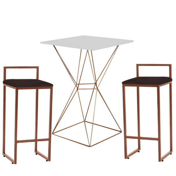 Mesa Bistrô Lucca E 02 Banquetas Alta Lina Bar Balcão Ferro B
