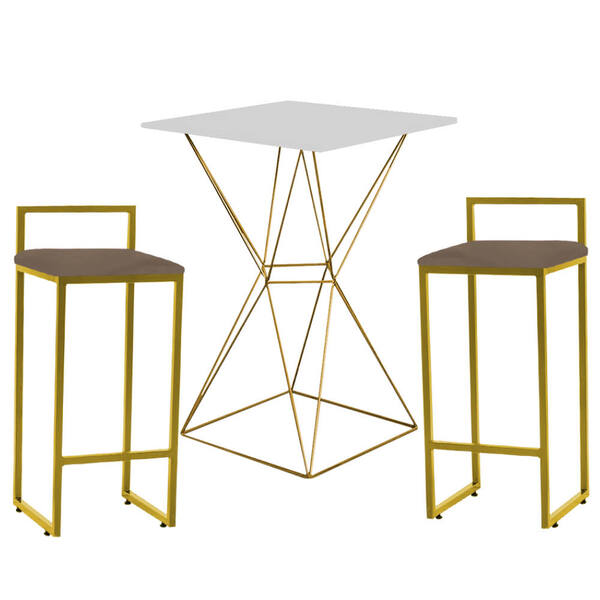 Mesa Bistrô Lucca E 02 Banquetas Alta Lina Bar Balcão Ferro D