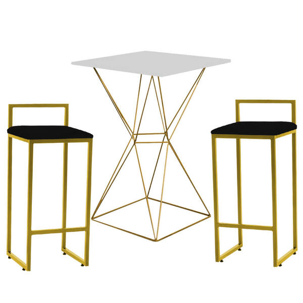 Mesa Bistrô Lucca E 02 Banquetas Alta Lina Bar Balcão Ferro D