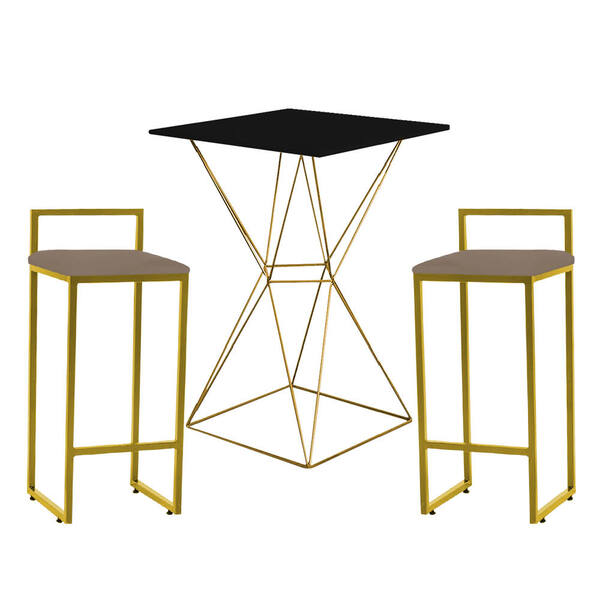 Mesa Bistrô Lucca E 02 Banquetas Alta Lina Bar Balcão Ferro D