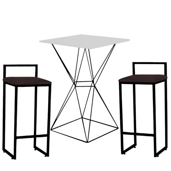 Mesa Bistrô Lucca E 02 Banquetas Alta Lina Bar Balcão Ferro P