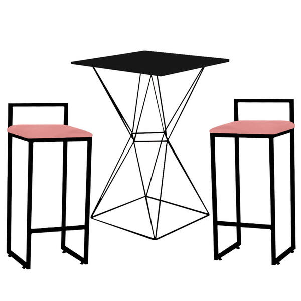 Mesa Bistrô Lucca E 02 Banquetas Alta Lina Bar Balcão Ferro P