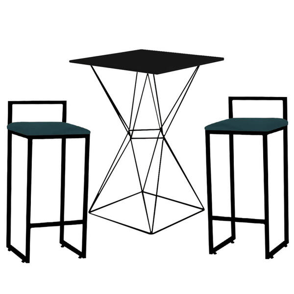 Mesa Bistrô Lucca E 02 Banquetas Alta Lina Bar Balcão Ferro P