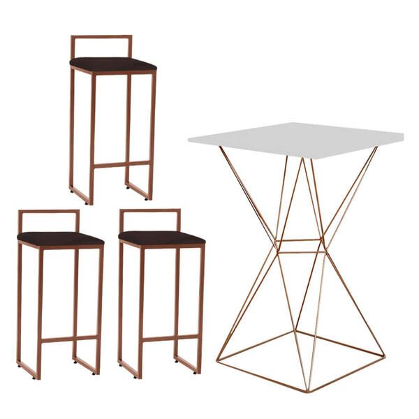 Mesa Bistrô Lucca E 03 Banquetas Alta Lina Bar Balcão Ferro B