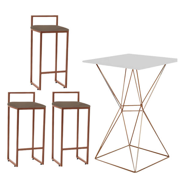 Mesa Bistrô Lucca E 03 Banquetas Alta Lina Bar Balcão Ferro B