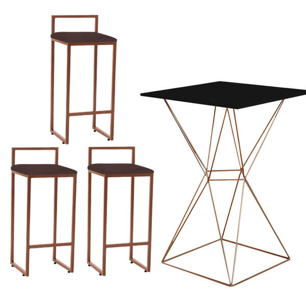 Mesa Bistrô Lucca E 03 Banquetas Alta Lina Bar Balcão Ferro B