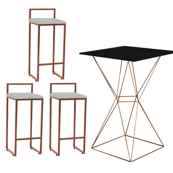 Mesa Bistrô Lucca E 03 Banquetas Alta Lina Bar Balcão Ferro B