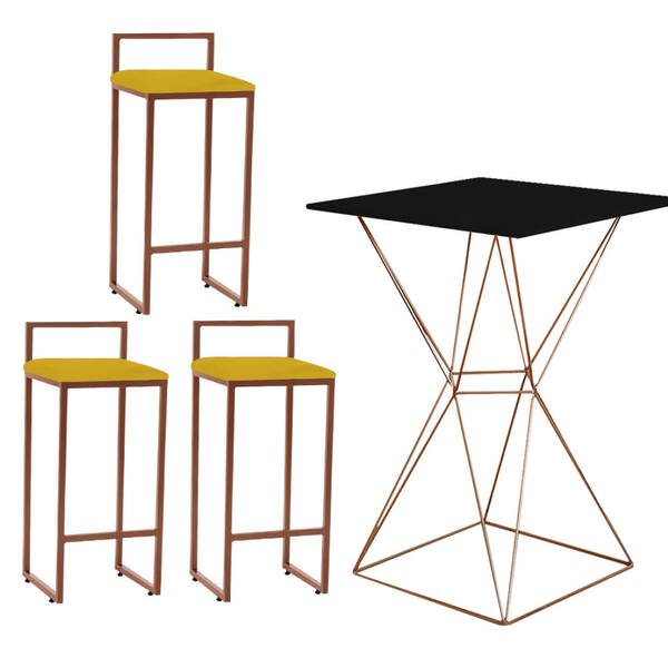 Mesa Bistrô Lucca E 03 Banquetas Alta Lina Bar Balcão Ferro B