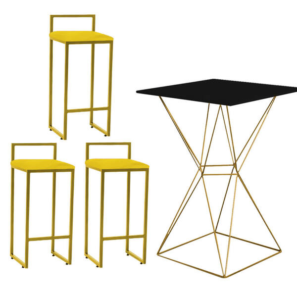 Mesa Bistrô Lucca E 03 Banquetas Alta Lina Bar Balcão Ferro D