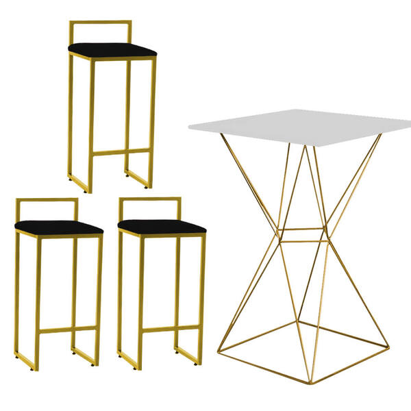 Mesa Bistrô Lucca E 03 Banquetas Alta Lina Bar Balcão Ferro D
