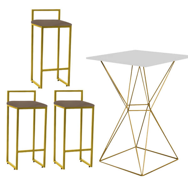 Mesa Bistrô Lucca E 03 Banquetas Alta Lina Bar Balcão Ferro D