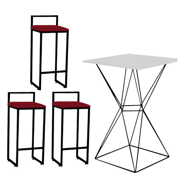 Mesa Bistrô Lucca E 03 Banquetas Alta Lina Bar Balcão Ferro P