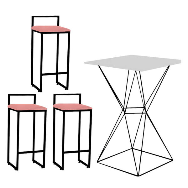 Mesa Bistrô Lucca E 03 Banquetas Alta Lina Bar Balcão Ferro P
