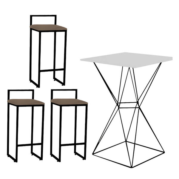 Mesa Bistrô Lucca E 03 Banquetas Alta Lina Bar Balcão Ferro P