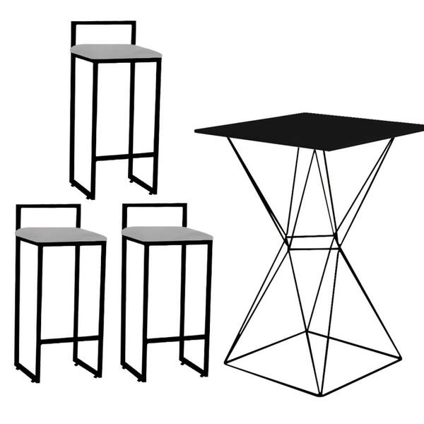 Mesa Bistrô Lucca E 03 Banquetas Alta Lina Bar Balcão Ferro P