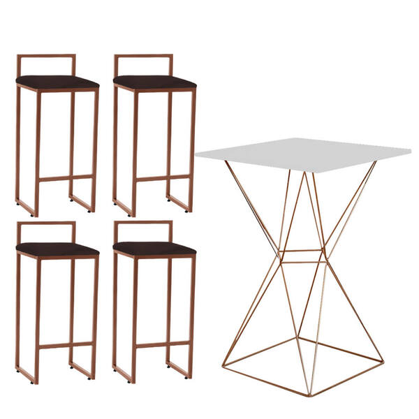 Mesa Bistrô Lucca E 04 Banquetas Alta Lina Bar Balcão Ferro B