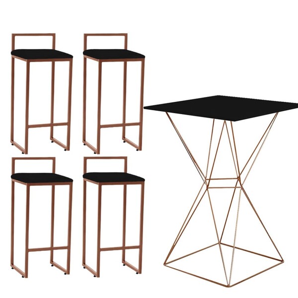 Mesa Bistrô Lucca E 04 Banquetas Alta Lina Bar Balcão Ferro B