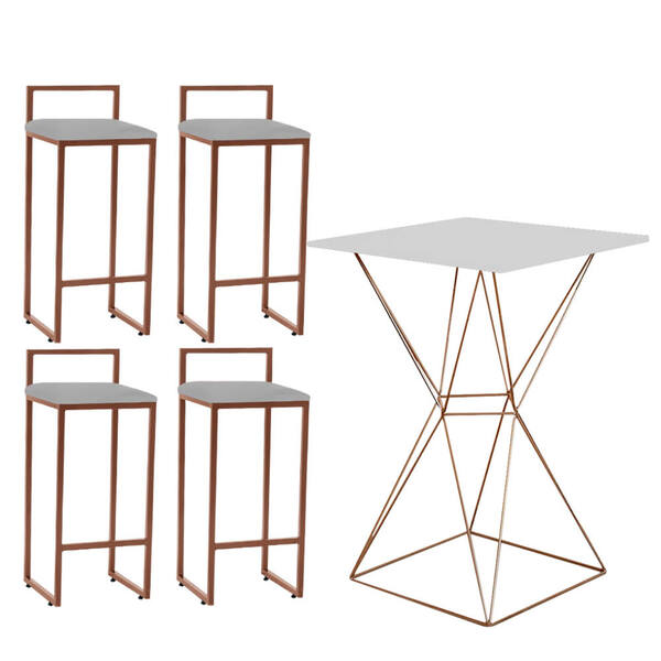 Mesa Bistrô Lucca E 04 Banquetas Alta Lina Bar Balcão Ferro B